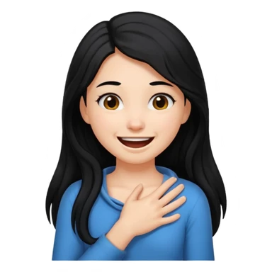 Girl with arms around her neck choking but smiling black hair sticker