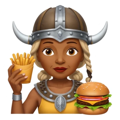 old black woman viking eating burger sticker