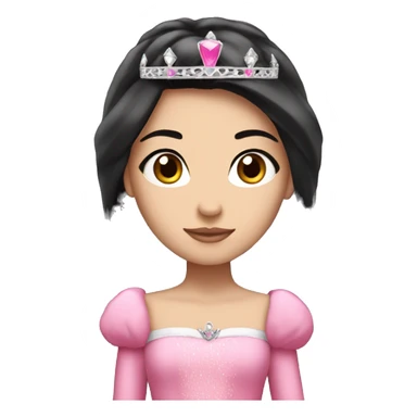 PRINCESS WITH WHITE SKIN, LONG STRAIGHT BLACK HAIR, WITH PRINCESS CROWN, WITH PINK PRINCESS OUTFIT sticker