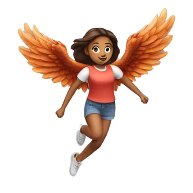 a girl flying with two bbq chicken wings on her back sticker