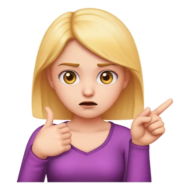 an girl emojis who looks both guilty and confused and pointing at their chest and not pointing at the air. because they were accused of some thing and are pretending it wasn’t them.  sticker