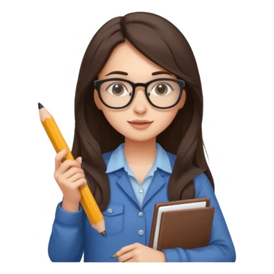 girl architect - brunette - 20 years old cute pose - long hair girl no eye glasses. pretty girl sticker