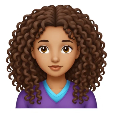 Ado fille métisse cheveux long et boucle sticker