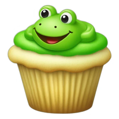 Happy bright green cupcake with a frog on top sticker