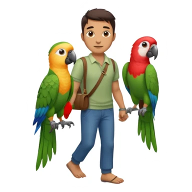 Walker + parrot on shoulder, Pet Walkers, Full body with walk pose sticker