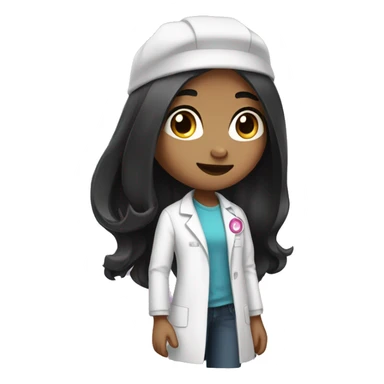 Young Girly scientist with long black hair and medium skin tone with pink accents sticker