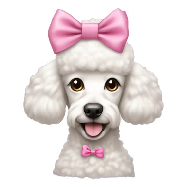 White poodle with pink bow on head sticker