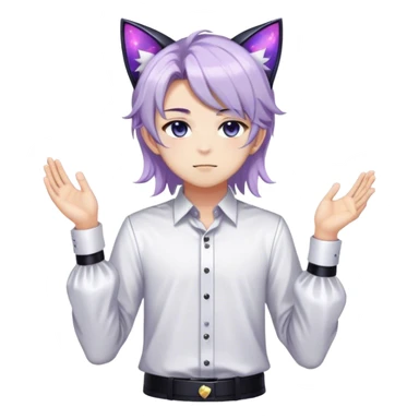 effeminate young dark nebula femboy man with shiny hair, cat ears, blouse, cute, gorgeous, anime, catboy, full body sticker