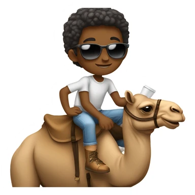 Cool kid with a cam on a camels back drinking tea sticker