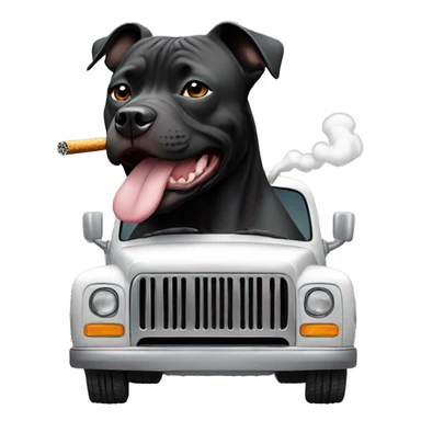 Black pitbul smoking a cigarette driving a truck  sticker