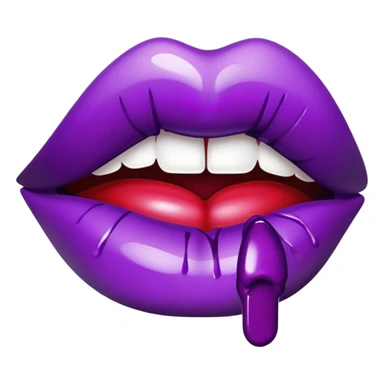 Lips with  lipstick with dark purple  drips sticker