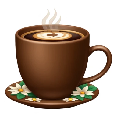 Brown cup of coffee with flowers pattern  sticker