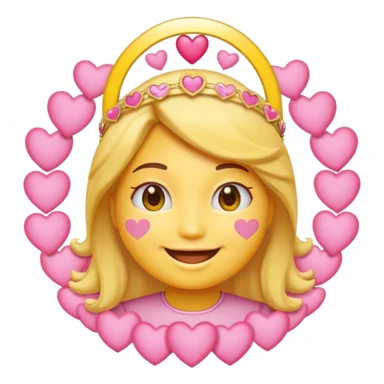 a smiling emoji with pink hearts an a halo sticker