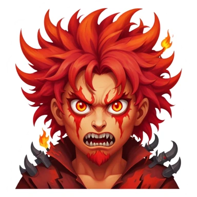 Wild demonic artist with crazy hair and fiery eyes, painting chaotic hellish scenes sticker