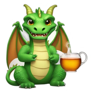 A dragon with a bottle of tea in his hands sticker