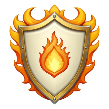 White gold shield with flame sticker