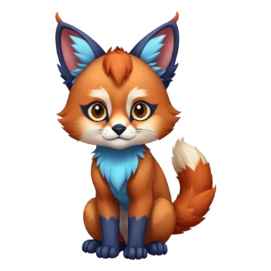 Colorful tropical blue exotic cute cool beautiful shiny beautiful fantasy-caracal-Gryphon-Cacomistle-Trico-Red-Panda-oncilla-animal-Fakémon-hybrid-fursona (full body) sticker