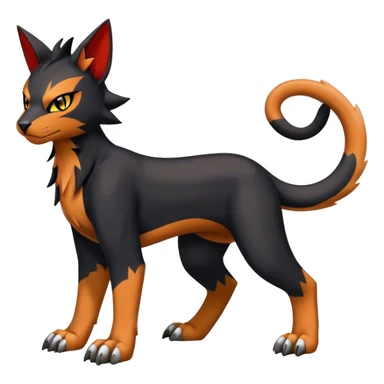 Cool edgy Torracat-Houndour-Litten-Digimon, full body sticker