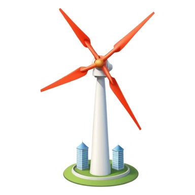 modern wind turbine, tall white tower with three long blades sticker