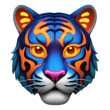 neon tiger Japanese mask sticker