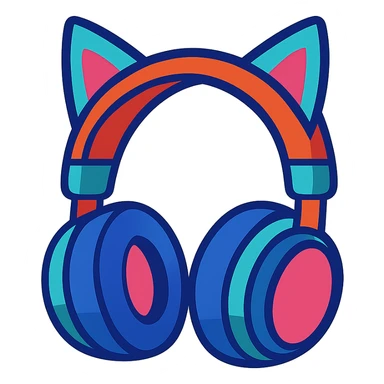 headphones with cat ears, modern and sleek sticker