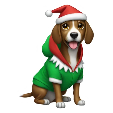 Dog wearing Christmas hoodie sticker