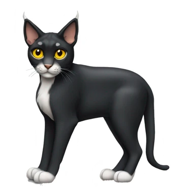 Pointed ears like lynx sleek black cat full body yellow eyes  sticker