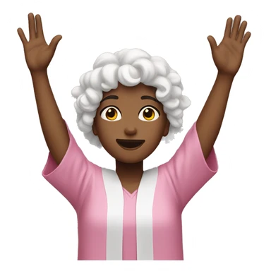 Pink girl with hallelujah celebration hands up sticker