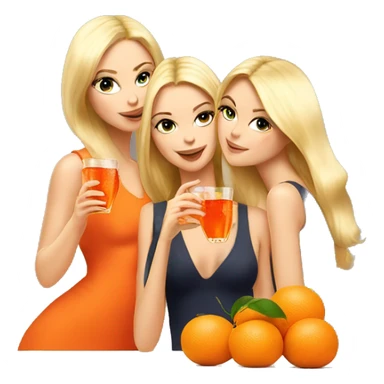 Three beautiful blond girls drinking aperol sitting on oranges sticker
