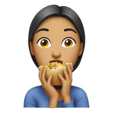 Heavy Lilly woman eating sticker