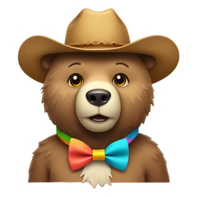 Bear with cowboy hat and bow tie sticker