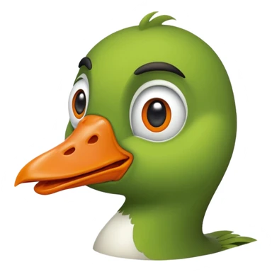 Make an emoji for a goose that's green. I want the goose to be goofy sticker