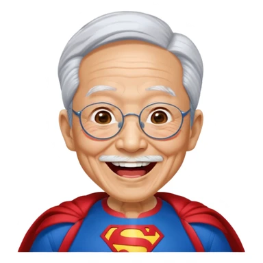 Laughing crazily elderly Chinese superman  sticker