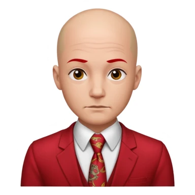 man Bald with red necktie, red dress, tattoos. sticker