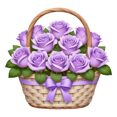 light purple roses and variant lilac flower in white basket sticker