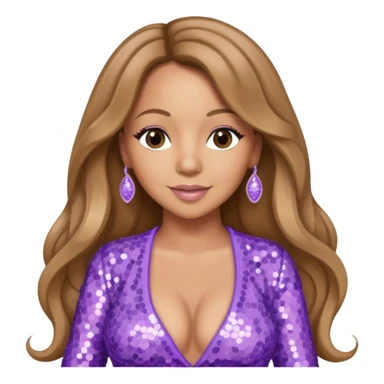 Mariah Carey with long light brown hair, lavender sequin outfit sticker