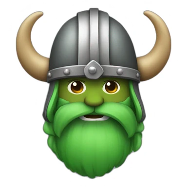 Viking helmet horns with a green beard sticker