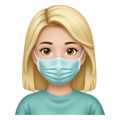 A girl with a face mask sticker
