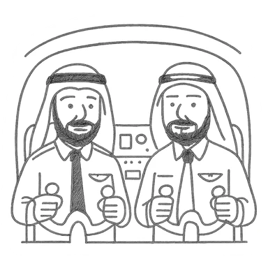 two Arab men as pilots in a cockpit sticker