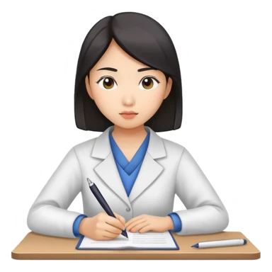 asian woman taking an exam sticker