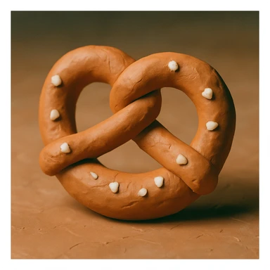 a German pretzel with salt crystals, claymation style sticker