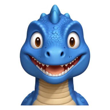 smiling blue dinosaur sticker