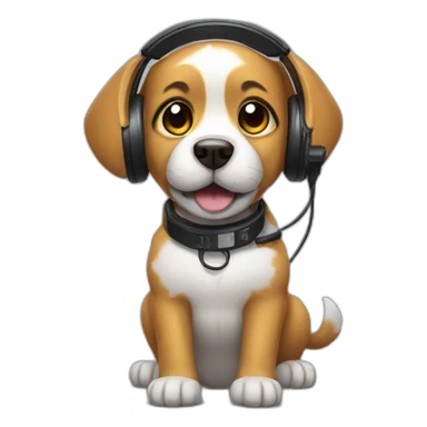 dog with gaming headset sticker