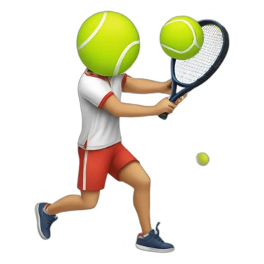 tennis ball hitting a person with a racket sticker
