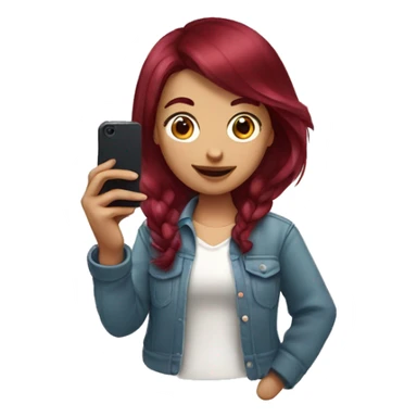 Burgundy haired Girl taking selfie with her phone sticker