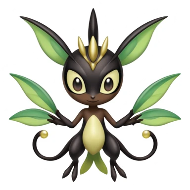 Shiny glossy melanistic oily Meloetta-Celebi-Giratina-Noibat-Pokémon-Fakémon-fusion-hybrid-creature sticker