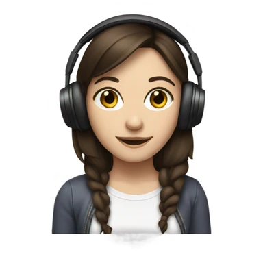 White brunette girl listening to music sticker