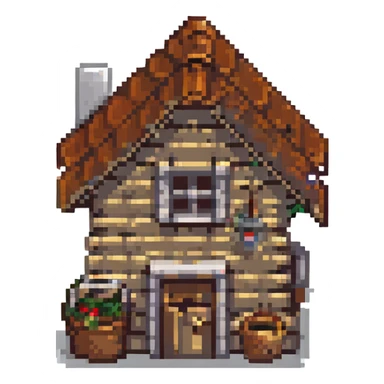 a small cottage in pixel art style sticker