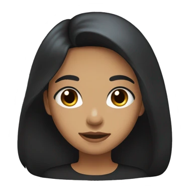girl with long black hair, big dark brown eyes, and medium toned skin with a black shirt on sticker