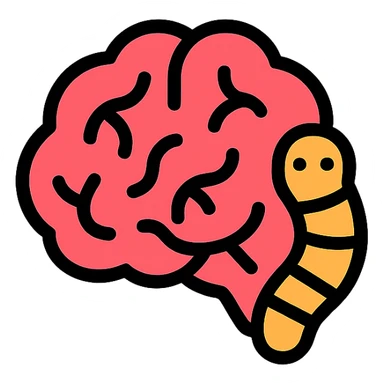 brain worm icon, color outline style sticker